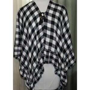 NWT Marc New York OSFM black / white cape ruffled hemline tie at neckline NEW